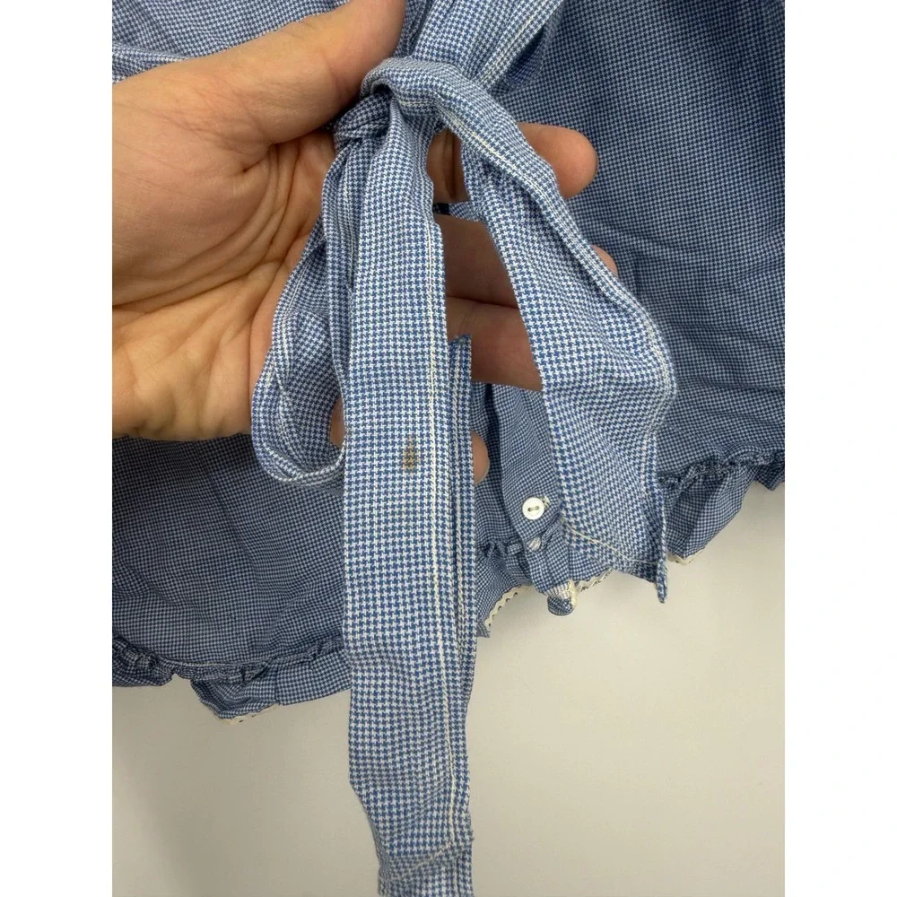 Unbranded Vintage Gingham Check Ruffle Dress Kids Size 4T Blue Rickrack Trim